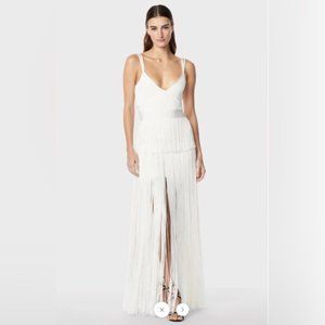 Herve Leger White Fringe Gown Dress